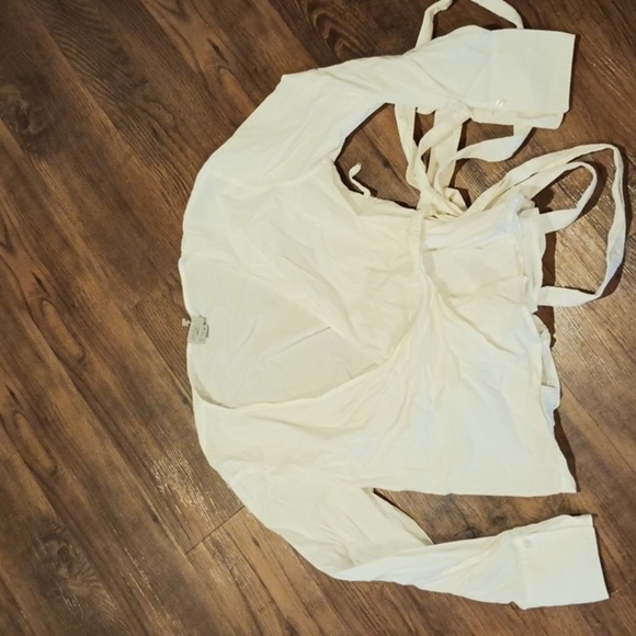 Grey Jason Wu White V Neck Long Sleeve Wrap Over Side Bowed Cropped Blouse A39 - Picture 1 of 7